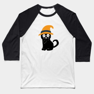 Witch Cat in Halloween Baseball T-Shirt